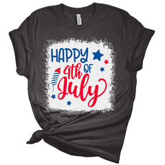 Womens 4th of July Shirts Patriotic American Flag Tshirts USA Bella Short Sleeve Bleach Print Summer Graphic Tees