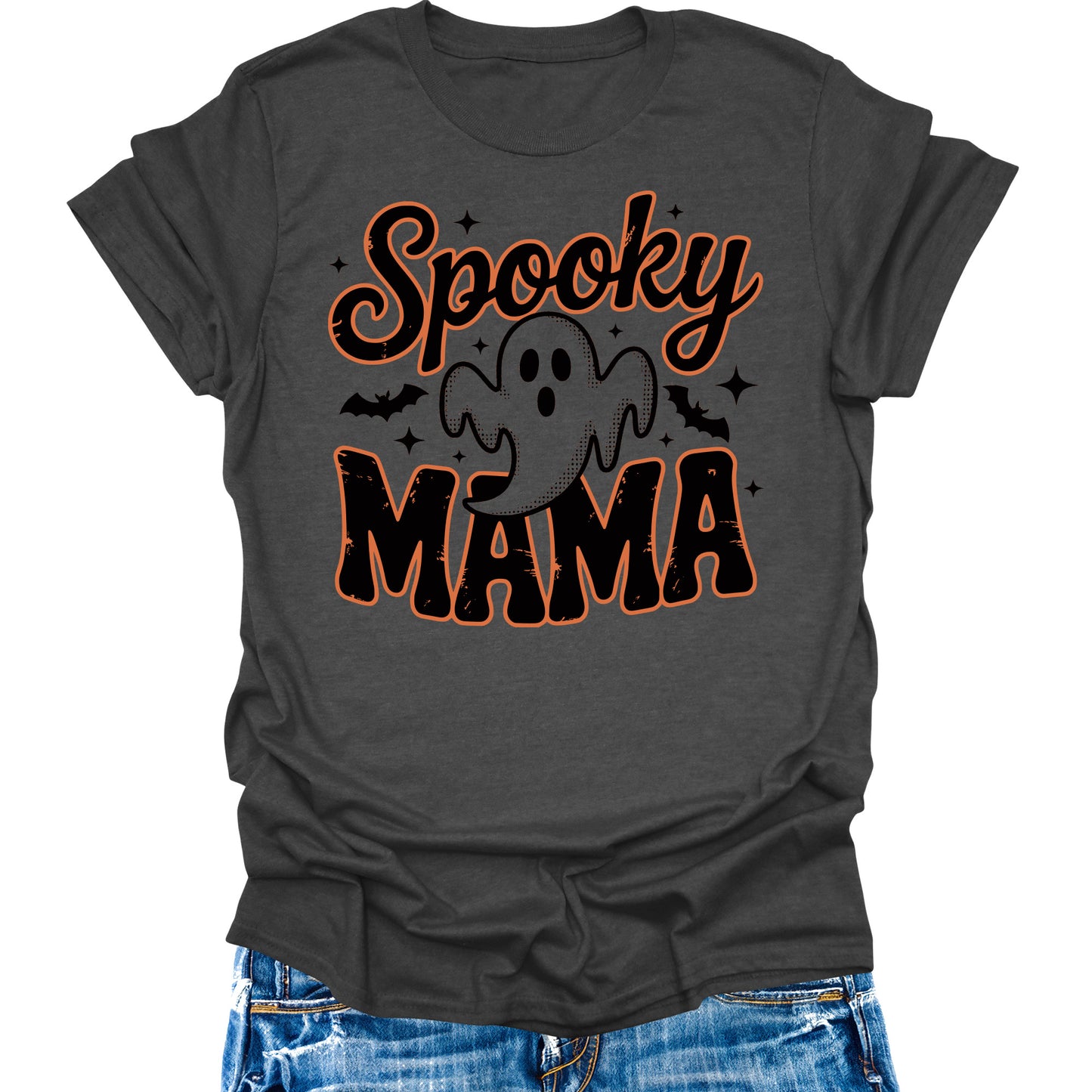 Spooky Mama T-Shirt Halloween Ghost Shirts Women's Fall Cute Graphic Tees