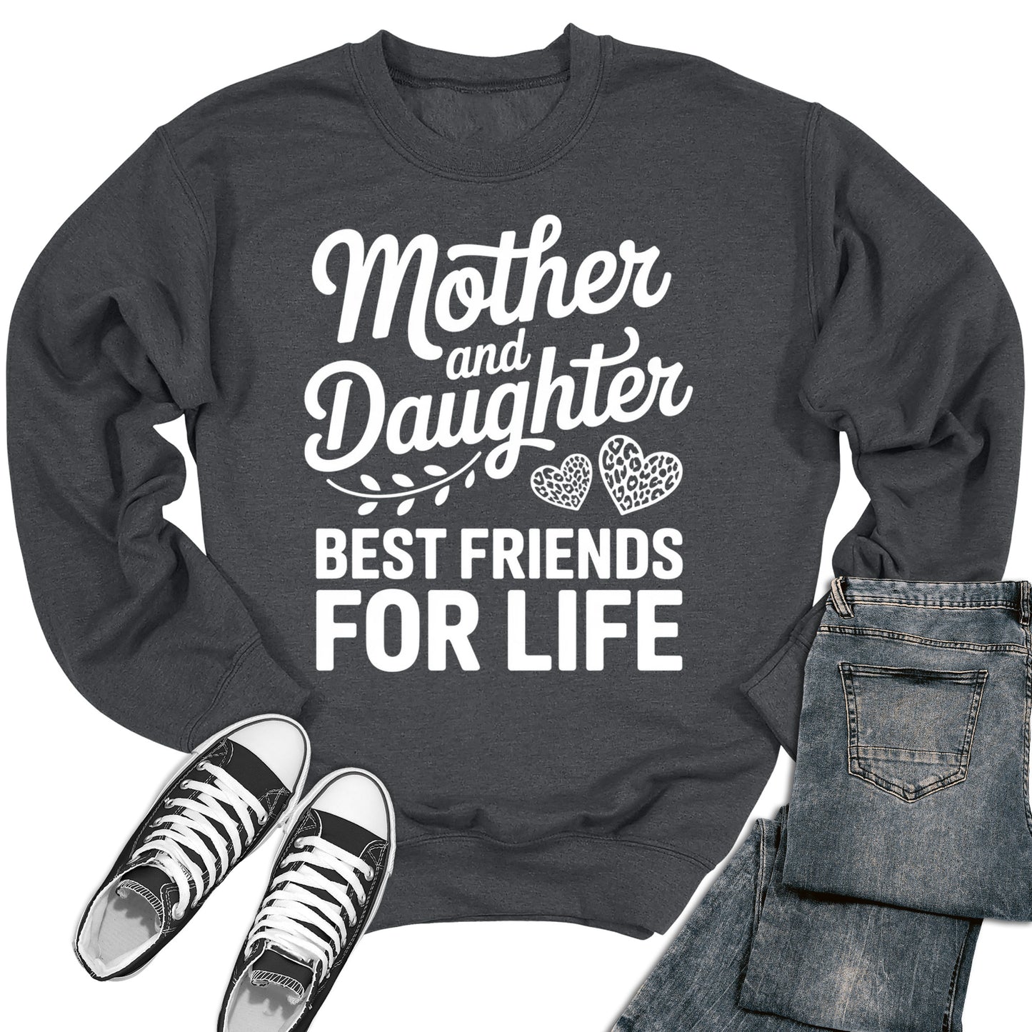 Mother & Daughter Best Friends Matching Gift Heavy Blend Crewneck Sweatshirt