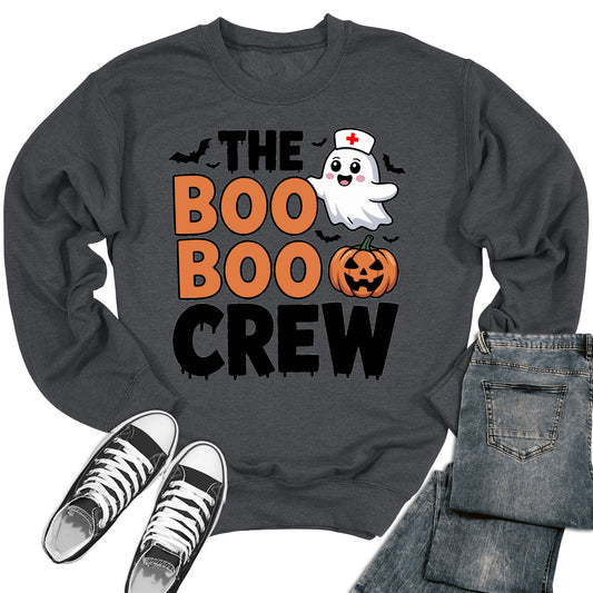 Boo Boo Crew Nurse Sweatshirt Halloween Ghost Pumpkin Crewneck Sweater