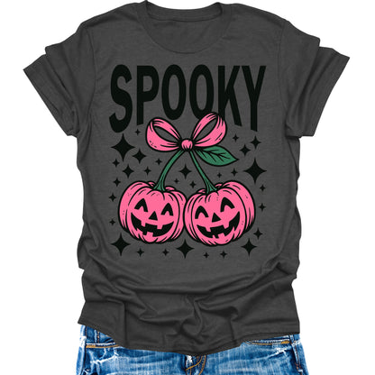 Spooky Pumpkin Shirts Womens Halloween T-Shirts Cute Trendy Graphic Tees