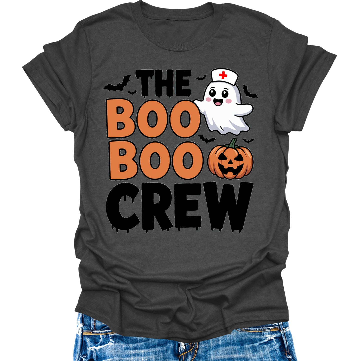 Boo Boo Crew Shirt Halloween Nurse Pumpkin Shirts Womens Cute Ghost Graphic Tees