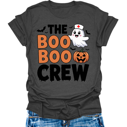 Boo Boo Crew Shirt Halloween Nurse Pumpkin Shirts Womens Cute Ghost Graphic Tees