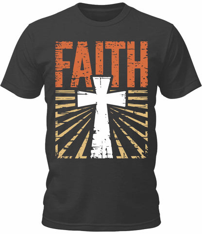 Men's Faith Christian Cross Retro Vintage Graphic Tee Cool Premium Tshirt