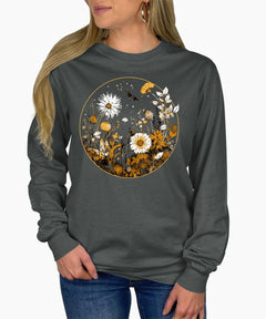 Wildflower Vintage Plant Grow Positive Thoughts Long Sleeve T-Shirt