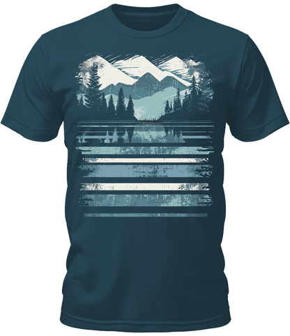 Mens Camping Fall Mountain Graphic Tee Cool Premium Tshirt