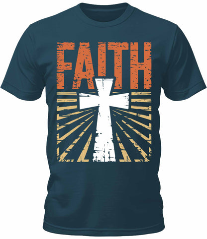 Men's Faith Christian Cross Retro Vintage Graphic Tee Cool Premium Tshirt