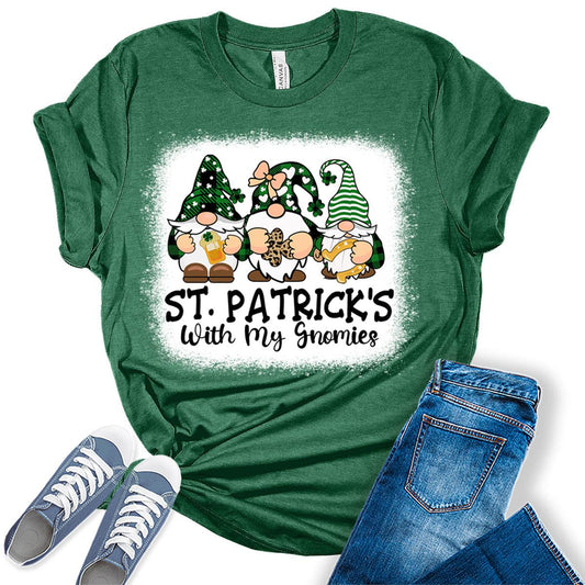 St Patrick's With My Gnomies Funny St Paddy's Shirt For Women