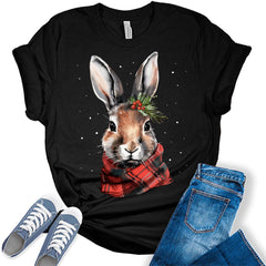 Cute Rabbit with Scarf Shirt For Women
