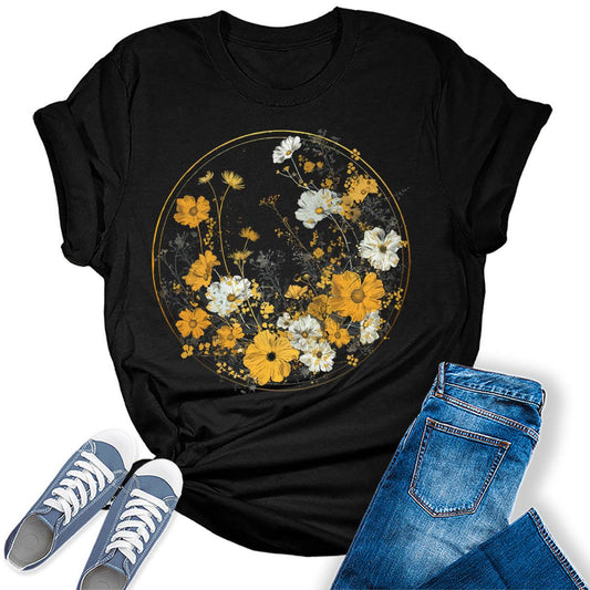 Women Wild Flower Moon Shirt Graphic Tees