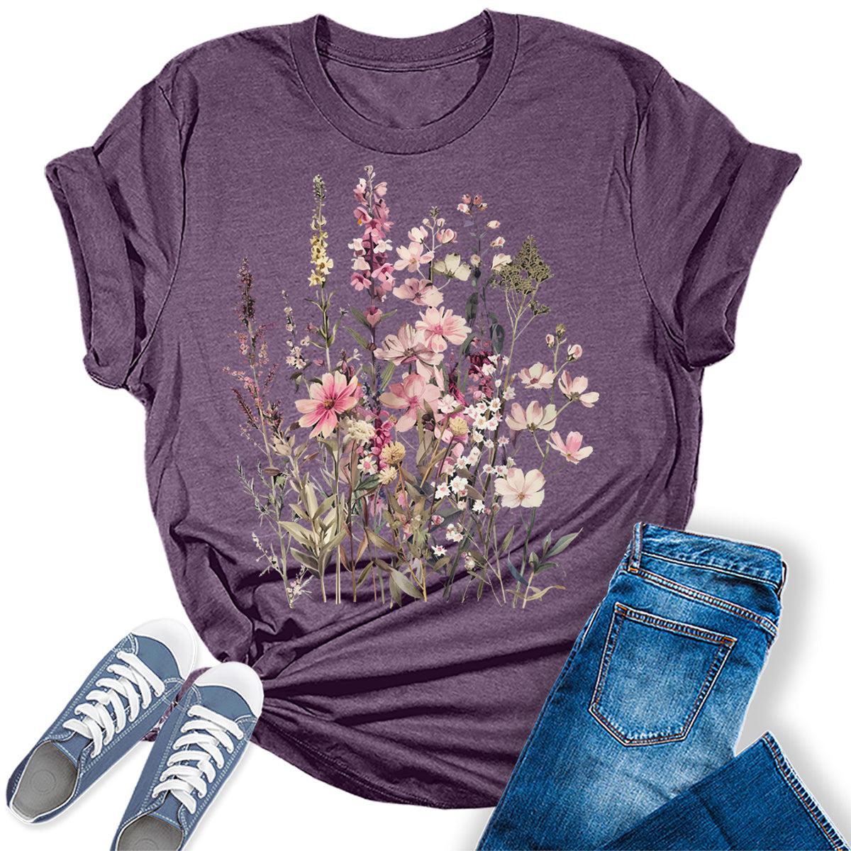 Natural Beautiful Wildflower Graphic Tees For Women