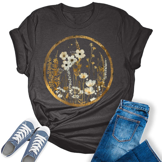 Women's Wildflower Floral Moon Graphic Tees