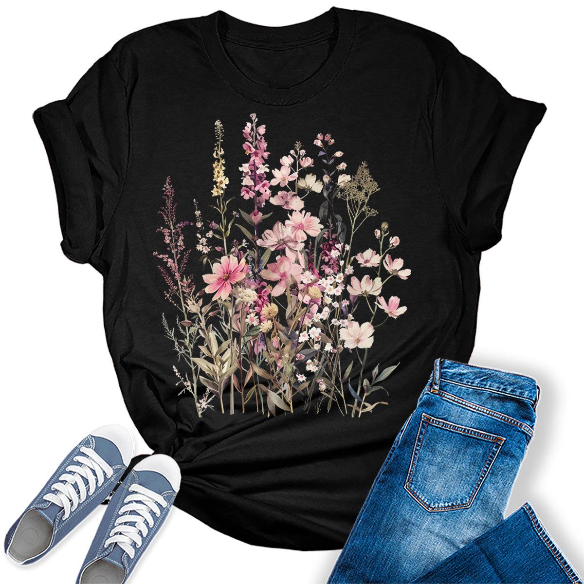 Natural Beautiful Wildflower Graphic Tees For Women