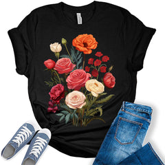 Botanical Rose Flowers Shirt For Women