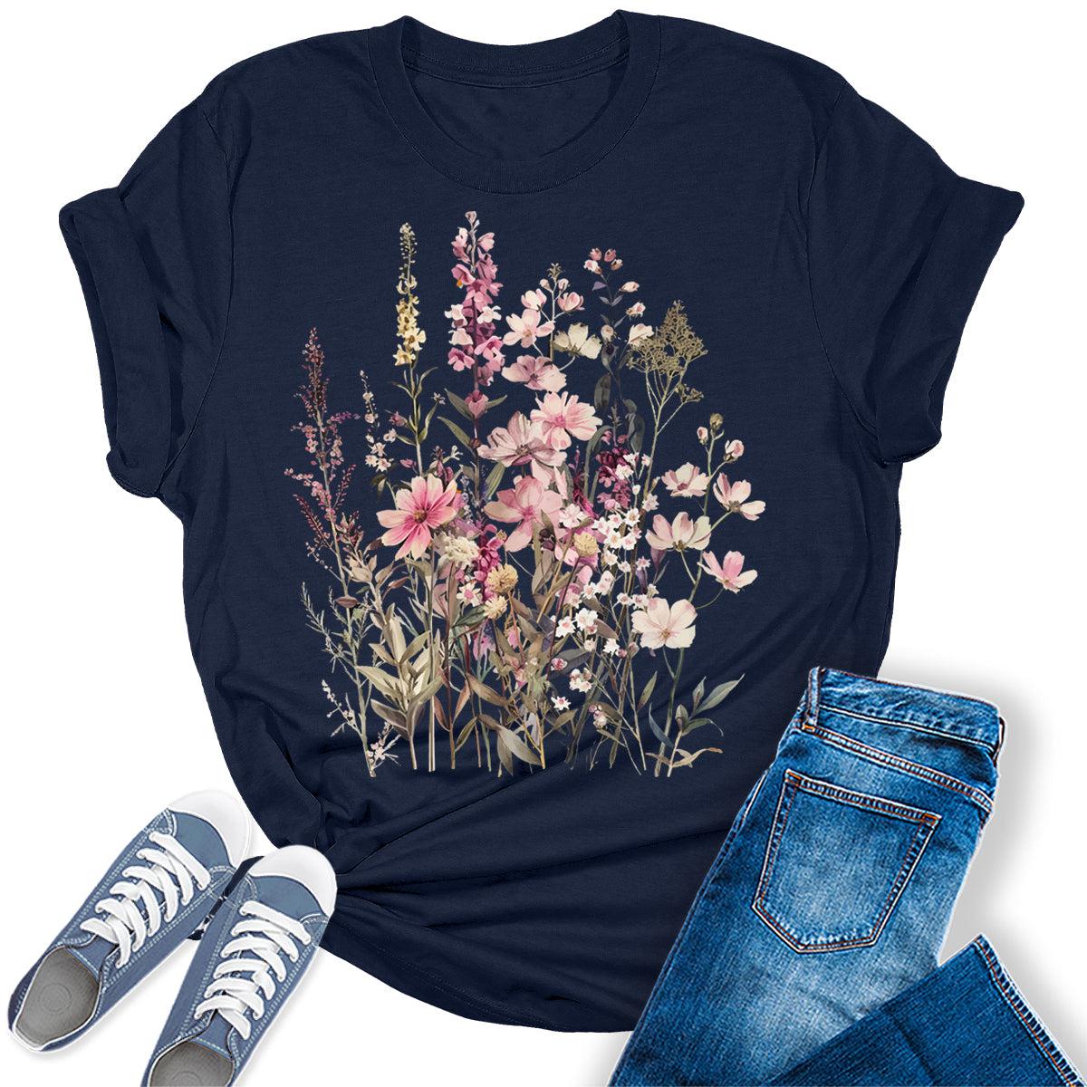 Natural Beautiful Wildflower Graphic Tees For Women