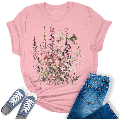 Natural Beautiful Wildflower Graphic Tees For Women