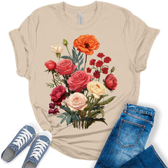 Botanical Rose Flowers Shirt For Women