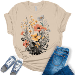 Botanical Wildflower Floral Shirt For Women