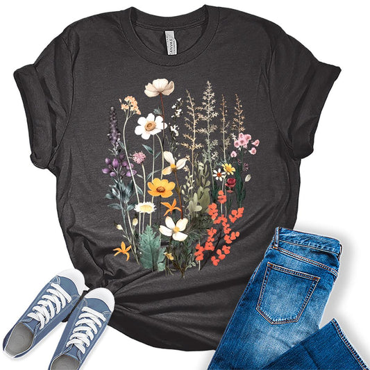 Floral Botanical Flower Shirt For Women