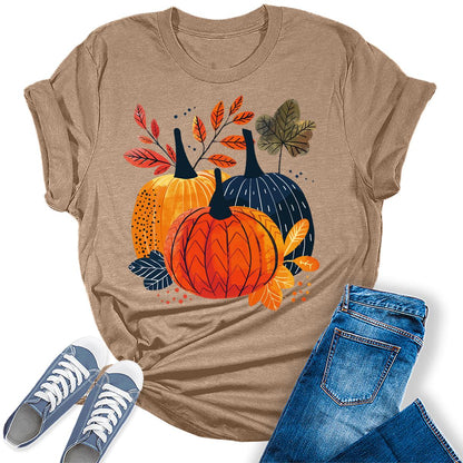 Women's Autumn Pumpkin Thanksgiving Graphic Tees