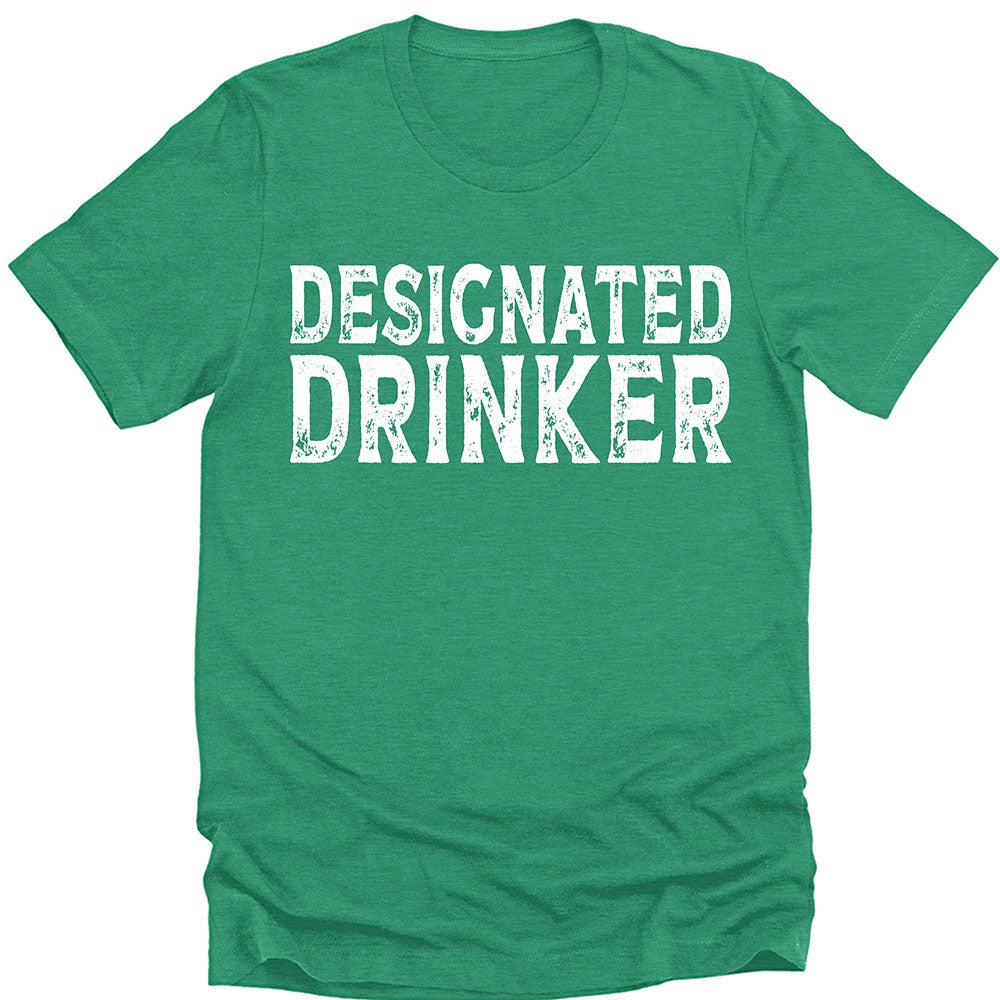 Designated Drinker T Shirt St Patricks Day Shirt Mens Funny Letter Print Graphic Tees