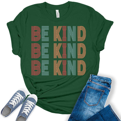 Women's Be Kind Shirt Short Sleeve Graphic Tees Loose Fit Tshirts Cute Casual Summer Tops Teacher Shirts