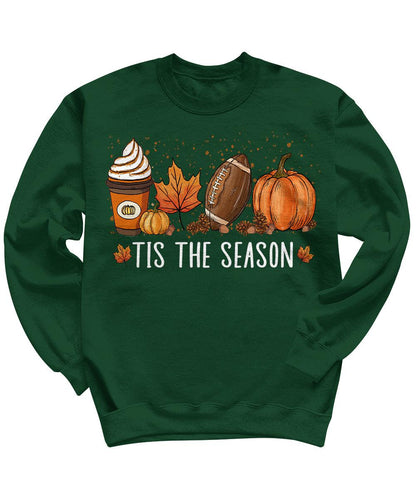 Tis The Season Thanksgiving Fall Football Cute Crewneck Sweatshirt