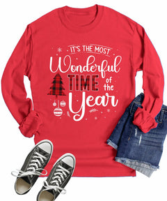 It's The Most Wonderful Time Of The Year Plaid Christmas Long Sleeves