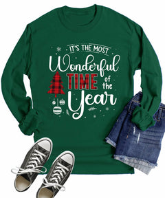 It's The Most Wonderful Time Of The Year Plaid Christmas Long Sleeves