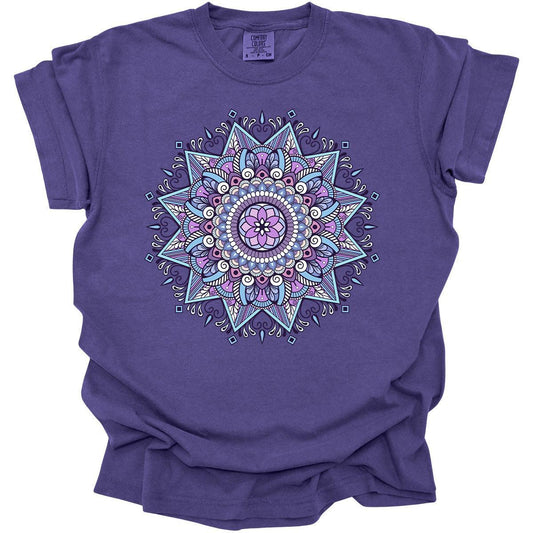 Mandala Shirts Vintage Graphic Tees For Women Casual Short Sleeve Tops