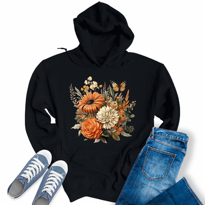 Womens Trendy Floral Butterfly Shirts Wildflower Hoodie