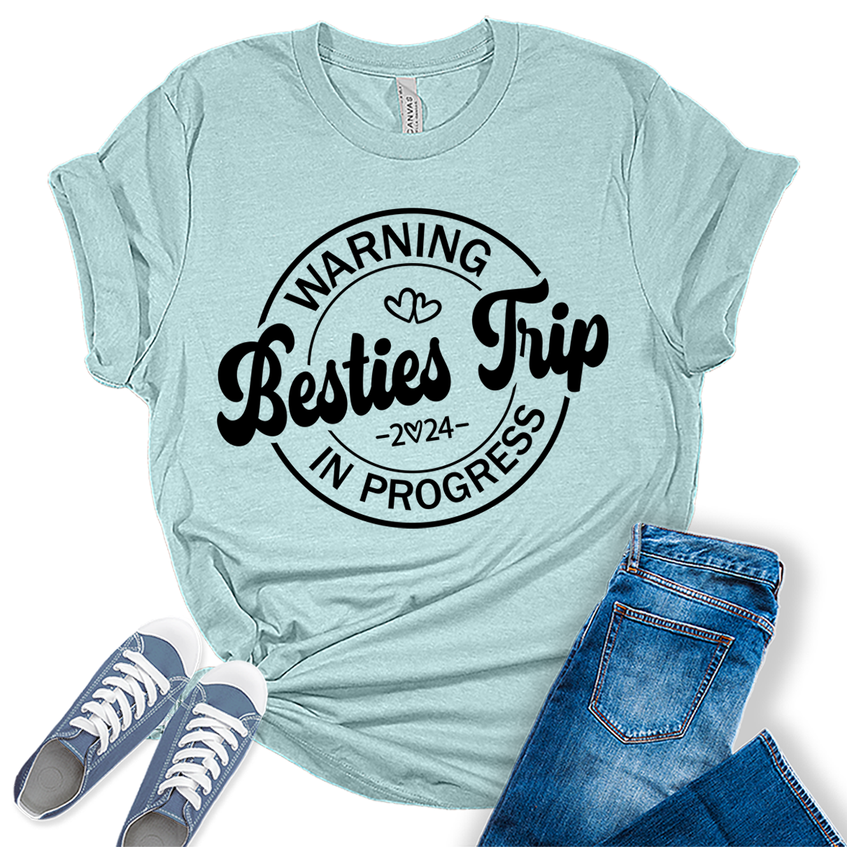 Besties Trip 2024 Shirt Vacation Graphic Tees for Women Cute Summer Tops