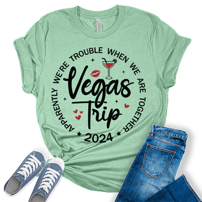 Vegas Trip 2024 Shirt Vacation Graphic Tees for Women Cute Summer Tops