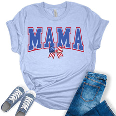 Mama American Flag Graphic Tees For Women