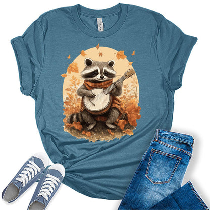 Womens Racoon Shirt Music Animal Graphic Tees