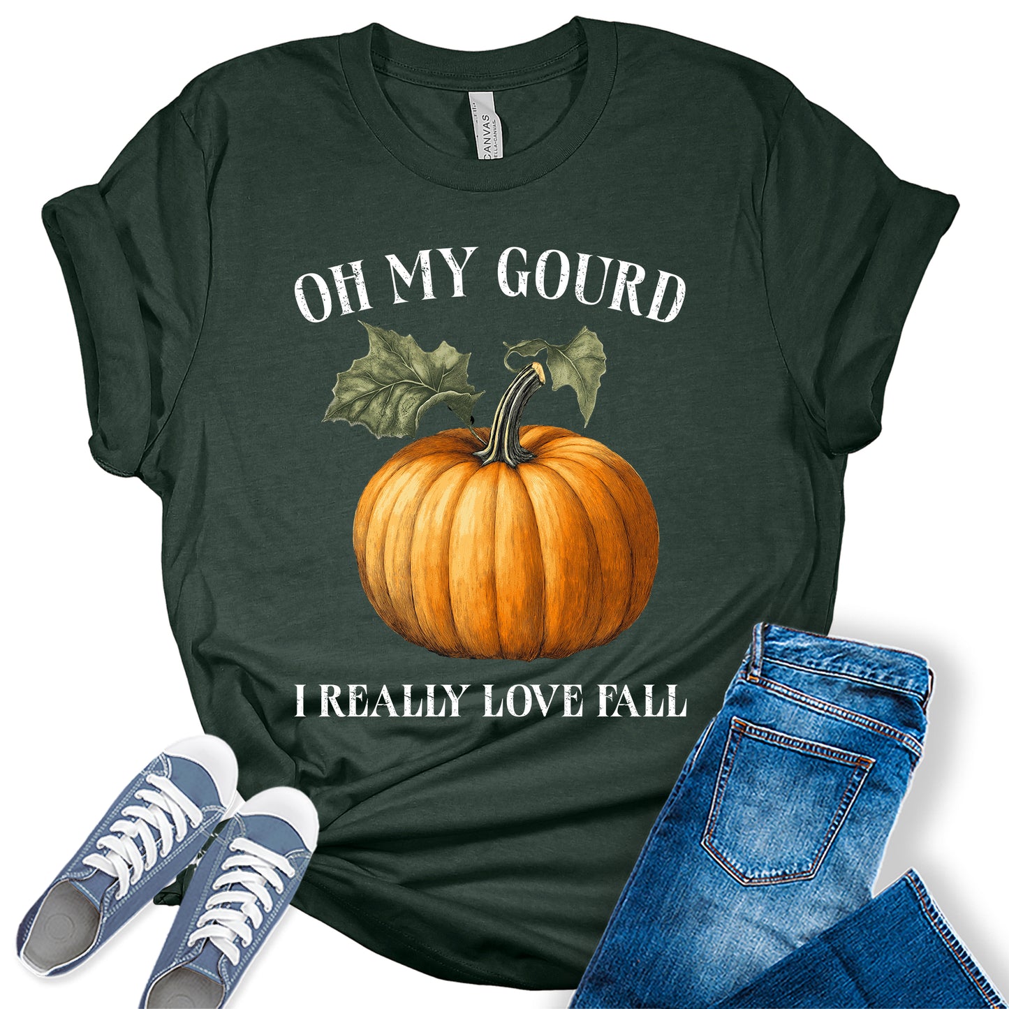 Womens Oh My Gourd I Love Fall Thanksgiving Graphic Tees