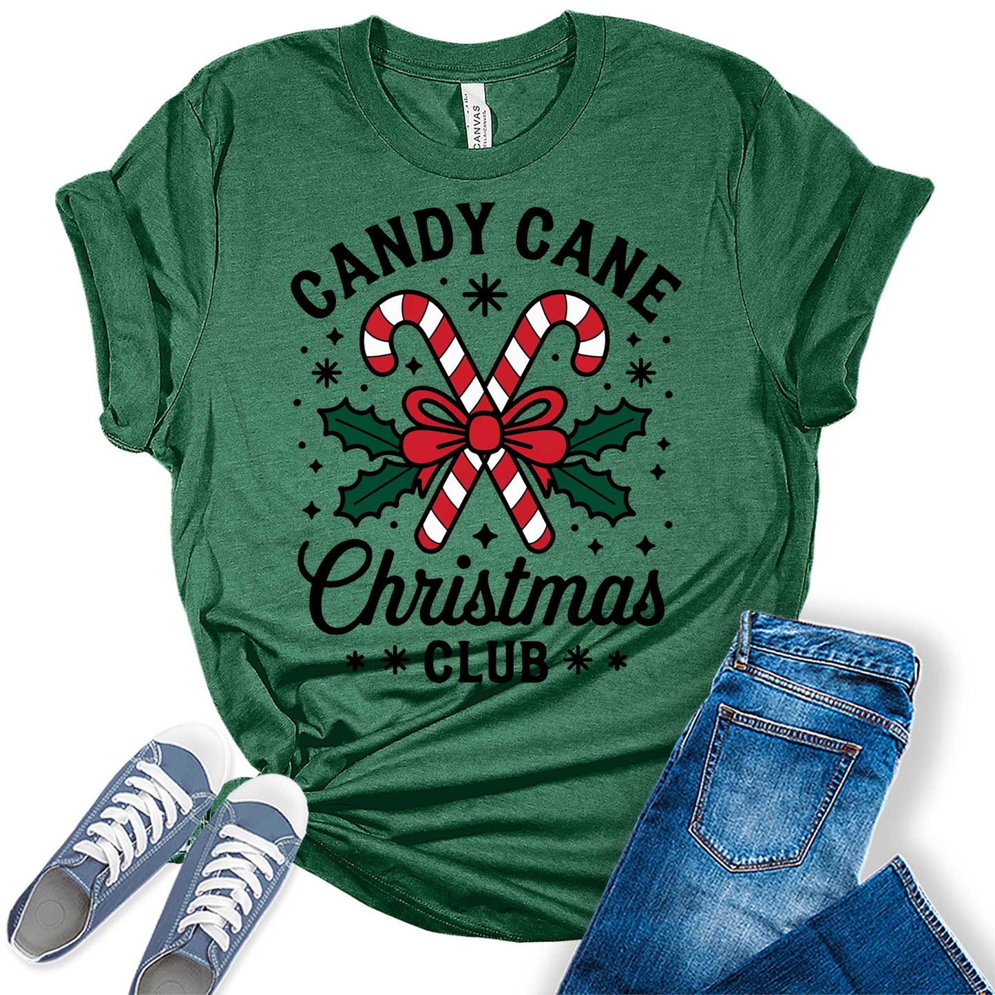 Women's Candy Cane Christmas Club Graphic Tees