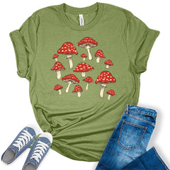 Mushroom Shirt Vintage Cottagecore Tshirts Trendy Graphic Tees for Women