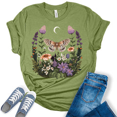 Womens Vintage Graphic Tees Cute Floral T Shirts Cottagecore Shirt Plus Size Tops for Women