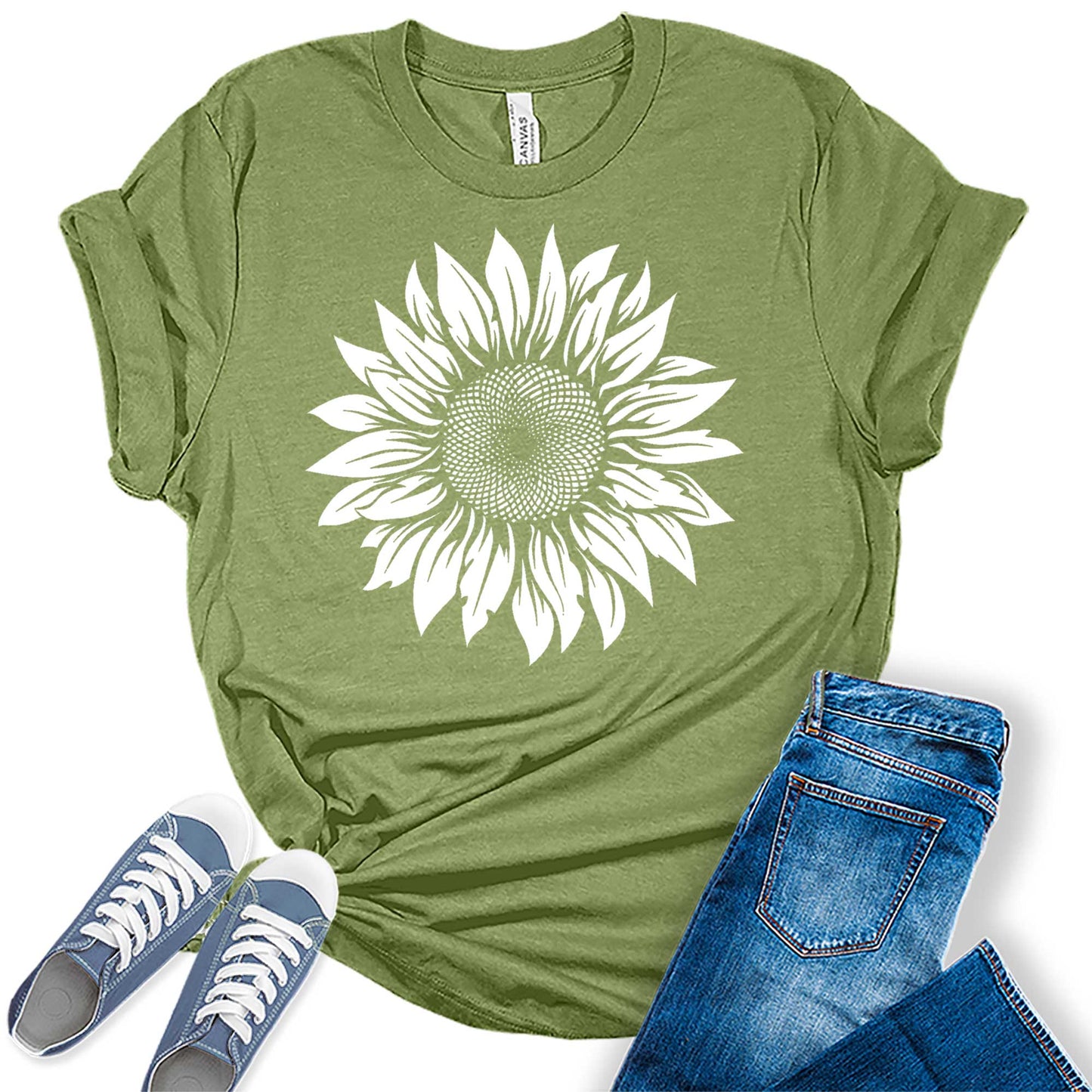 Sunflower Shirt Trendy Summer Graphic Tees for Women Casual Floral Short Sleeve Tops