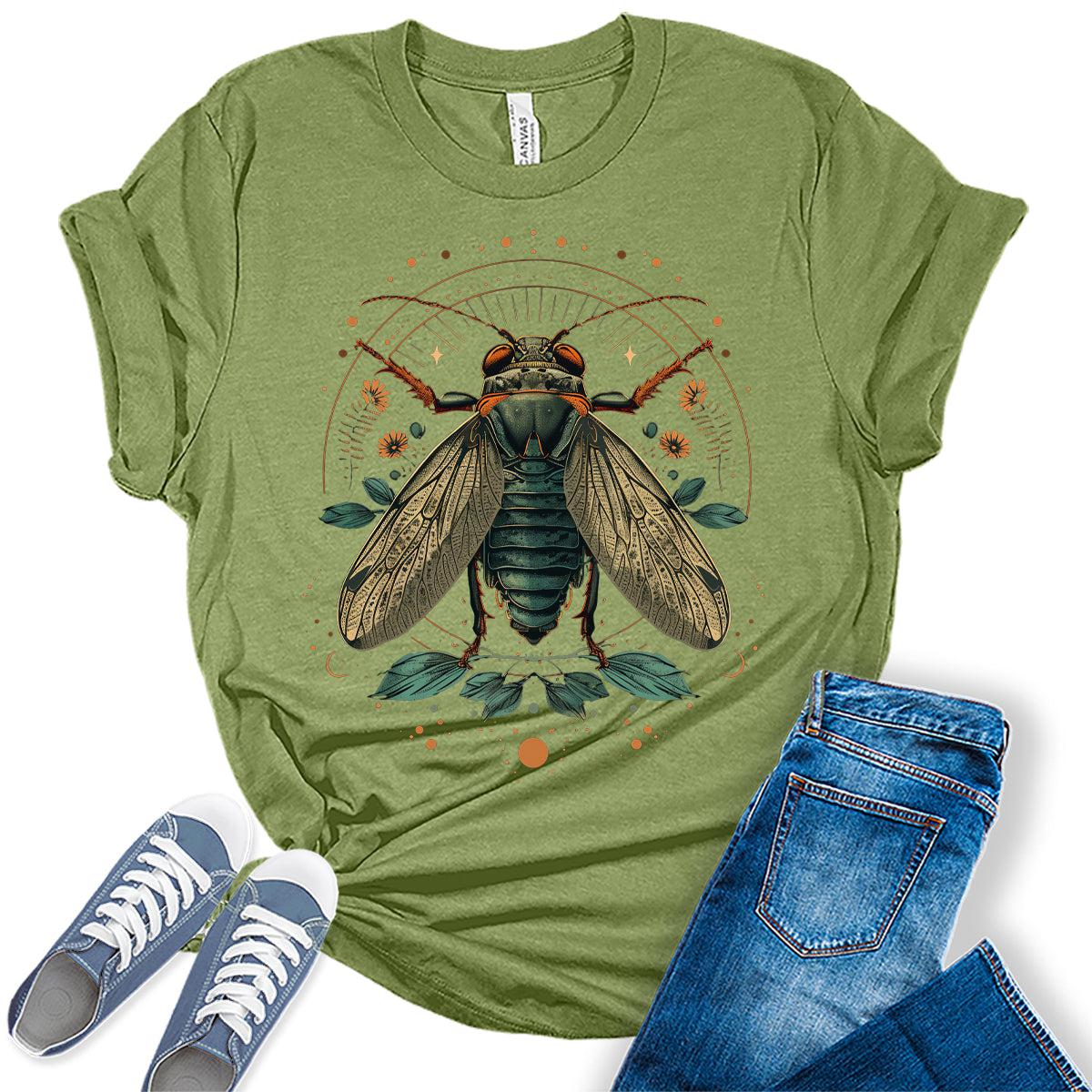 Womens Cicada Insect Shirt Brood 2024 Graphic Tees