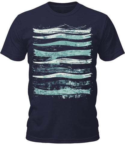 Mens Summer Beach Waves Graphic Tee Cool Premium Tshirt