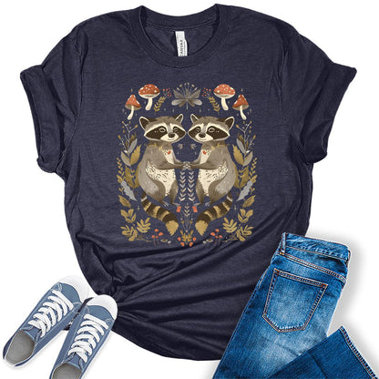 Womens Raccoon Shirt Cottagecore Clothing Cute Short Sleeve Bella Graphic Tees Plus Size Summer Tops