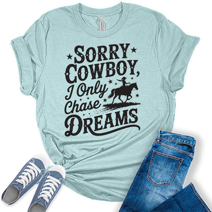 Western Outfit For Women Cowgirl Shirts Rodeo Sorry Cowboy Graphic Tees Bella Plus Sized Tops