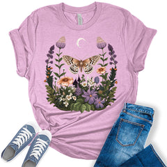 Womens Vintage Graphic Tees Cute Floral T Shirts Cottagecore Shirt Plus Size Tops for Women