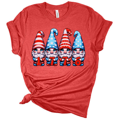 4th Of July American Flag 1776 Gnomes Graphic Tees for Womens