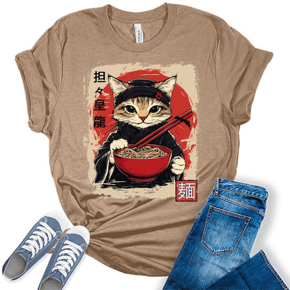 Cat Ramen Noodle Japanese Anime Manga Ramen Kawaii Cat T-Shirt