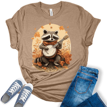 Womens Racoon Shirt Music Animal Graphic Tees