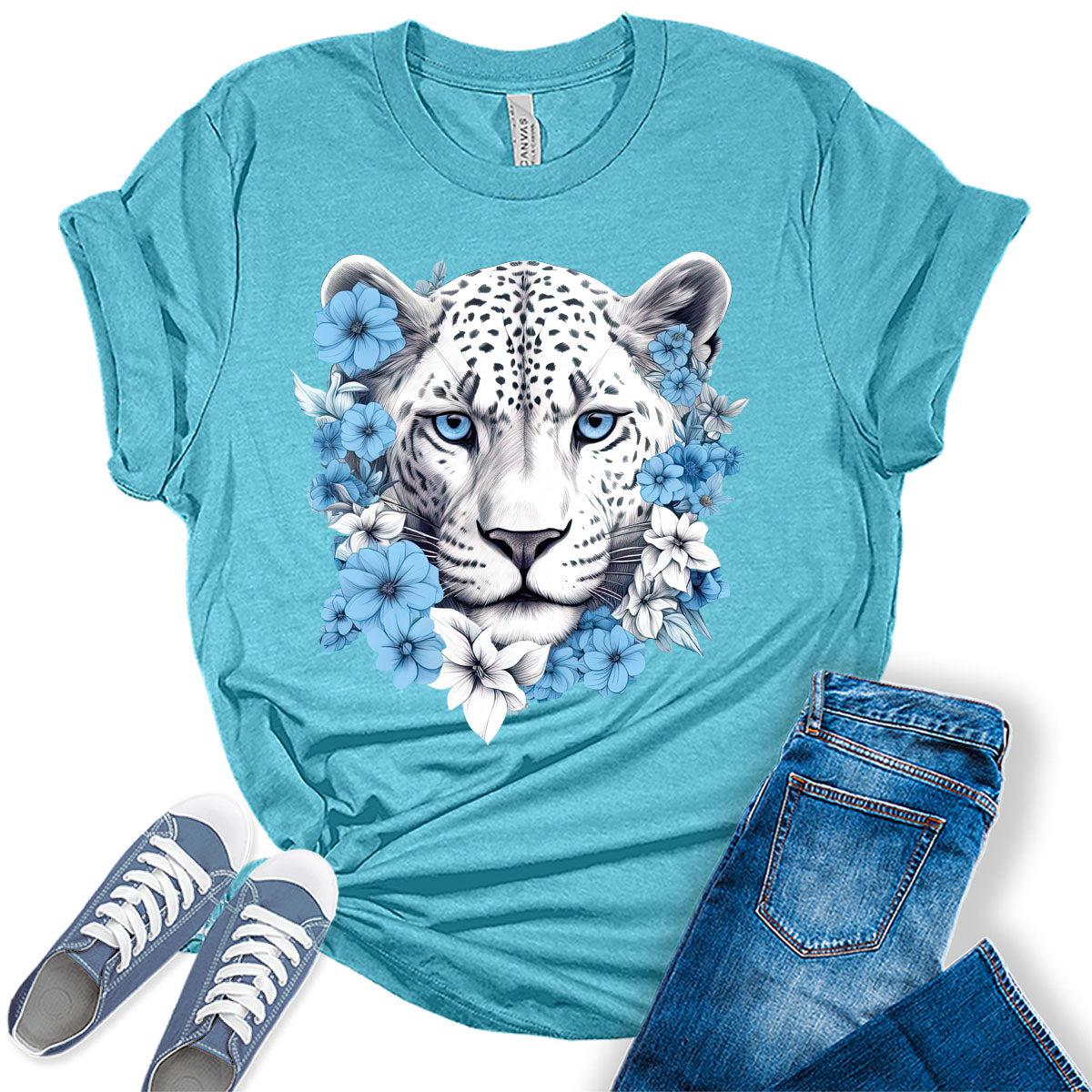 Womens Jaguar Shirt Cute Floral Trendy Tshirts Casual Bella Graphic Tees Summer Tops for Women