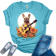 Womens Funny French Bulldog Shirt Dog Lover Tshirts Cute Short Sleeve Bella Graphic Tees Casual Summer Tops